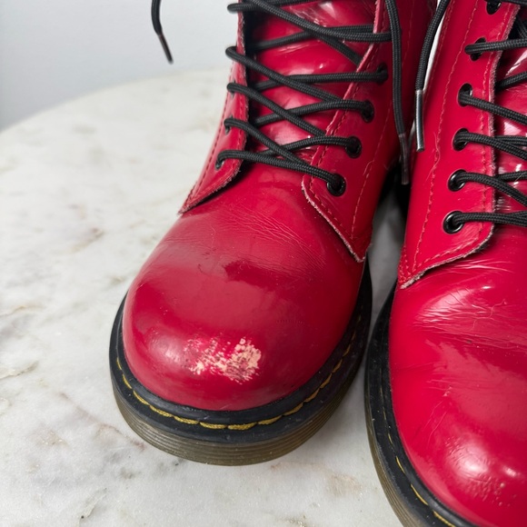 Dr Martens 1460J Women’s Red Leather Ankle Boots Size US 5 Doctor Martins Doc - Picture 6 of 9